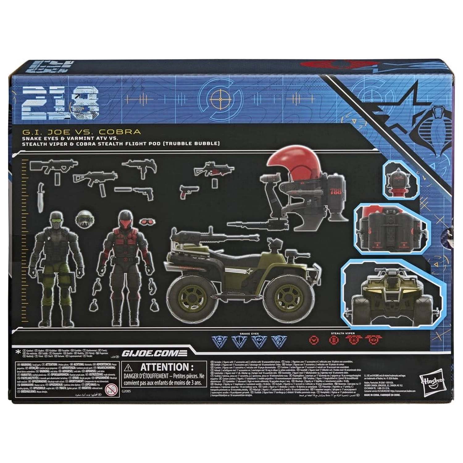 G.I. Joe Classified Series Akcijska figura i set vozila Snake Eyes & Varmint ATV vs. Stealth Viper & Cobra Stealth Flight Pod (Trubble Bubble) 15 cm fotografija proizvoda