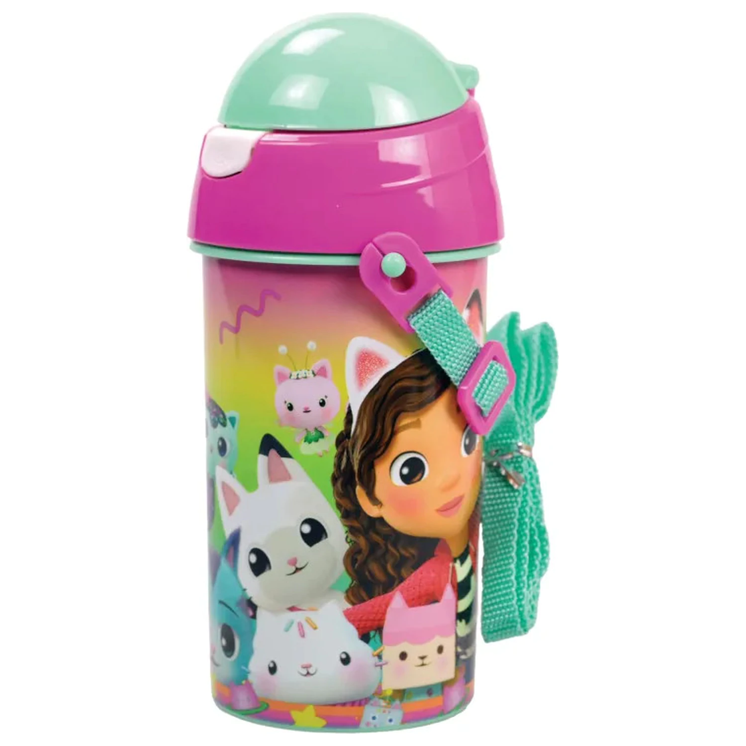 Gabby's Dollhouse Color Fade plastična boca za vodu sa slamkom i vješalicom, 500 ml fotografija proizvoda
