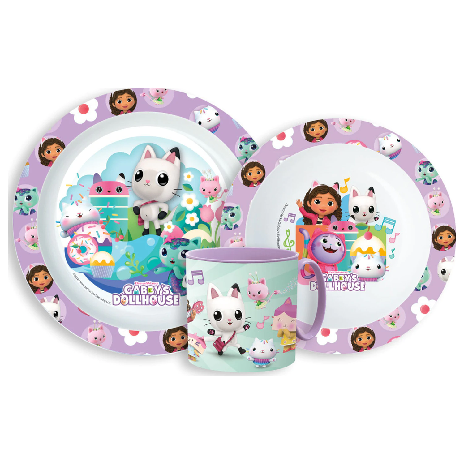 Gabby's Dollhouse Kitty Magic set posuđa za jelo, mikro plastični set sa šalicom fotografija proizvoda