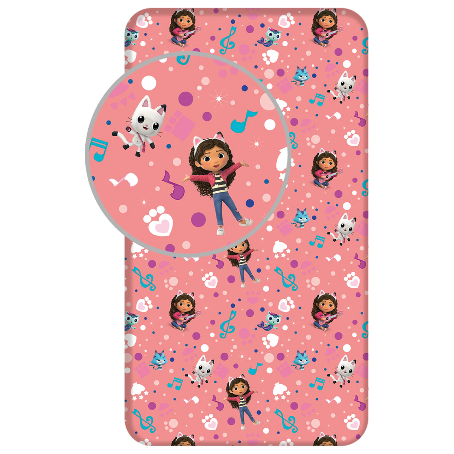 Gabby's Dollhouse Music Fitted Sheet 90x200 cm fotografija proizvoda