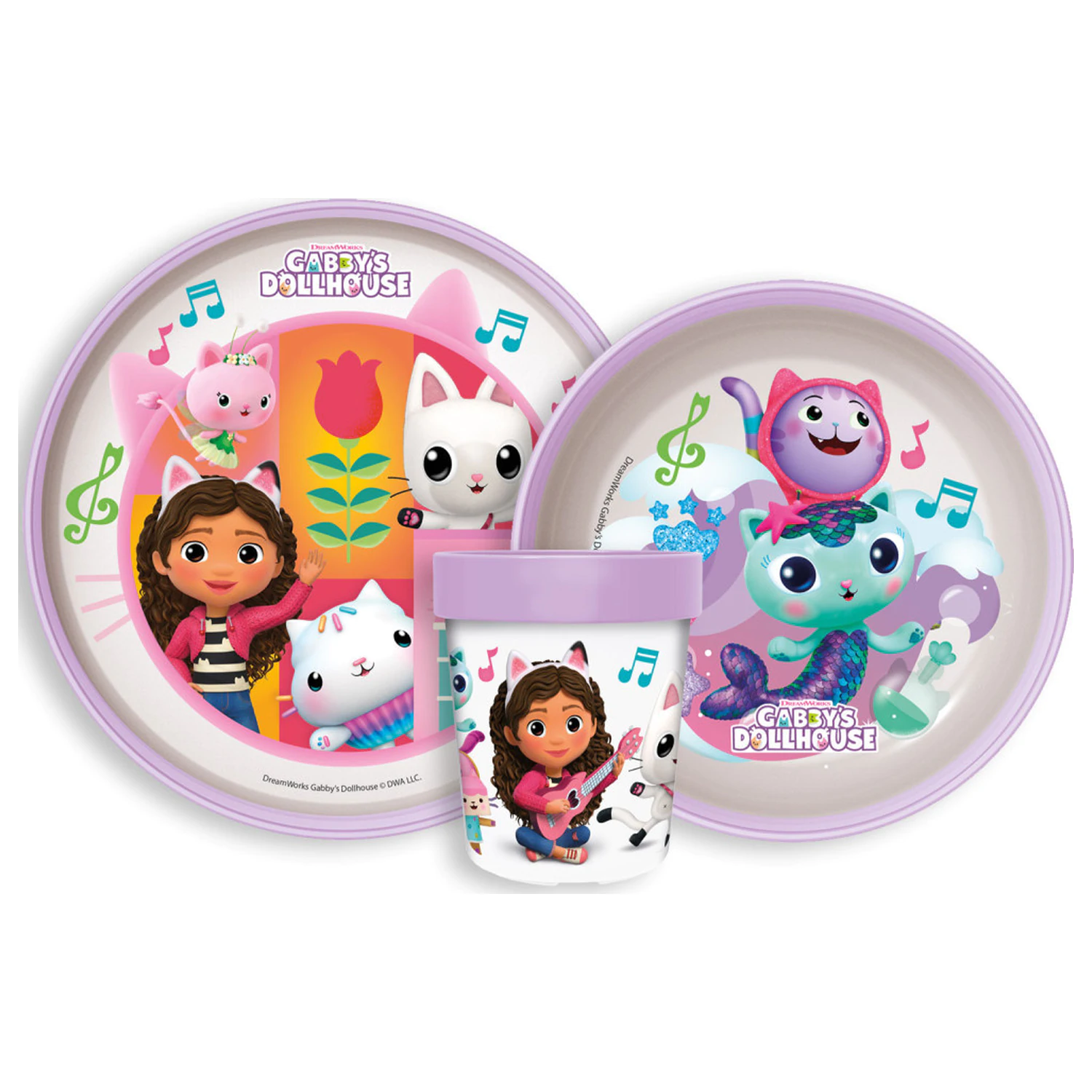 Gabi's Dollhouse Wonderland Neklizajući set posuđa za jelo, mikro plastični set fotografija proizvoda