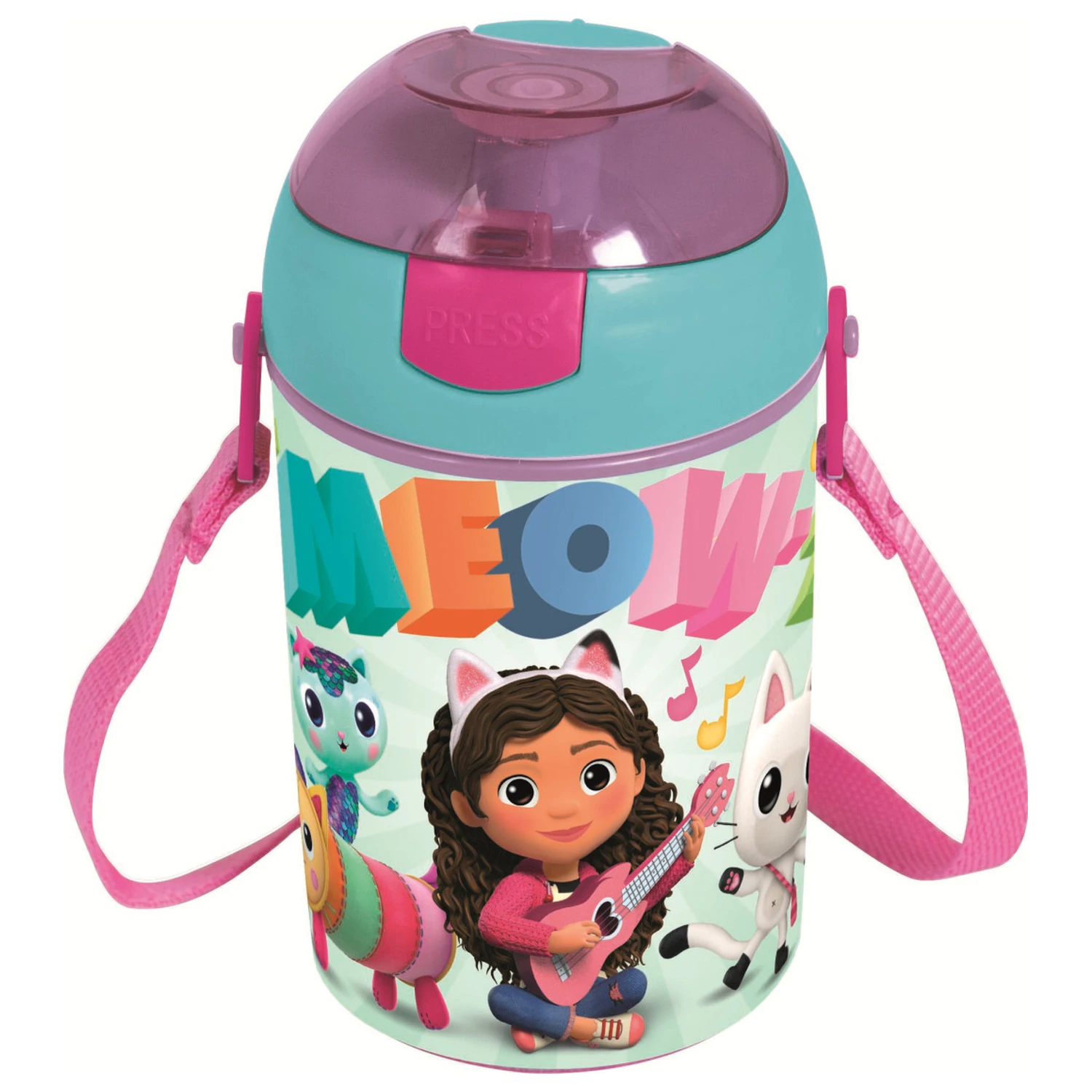 Gabi's Dollhouse Wonderland plastična boca sa slamkom i vješalicom 450 ml fotografija proizvoda