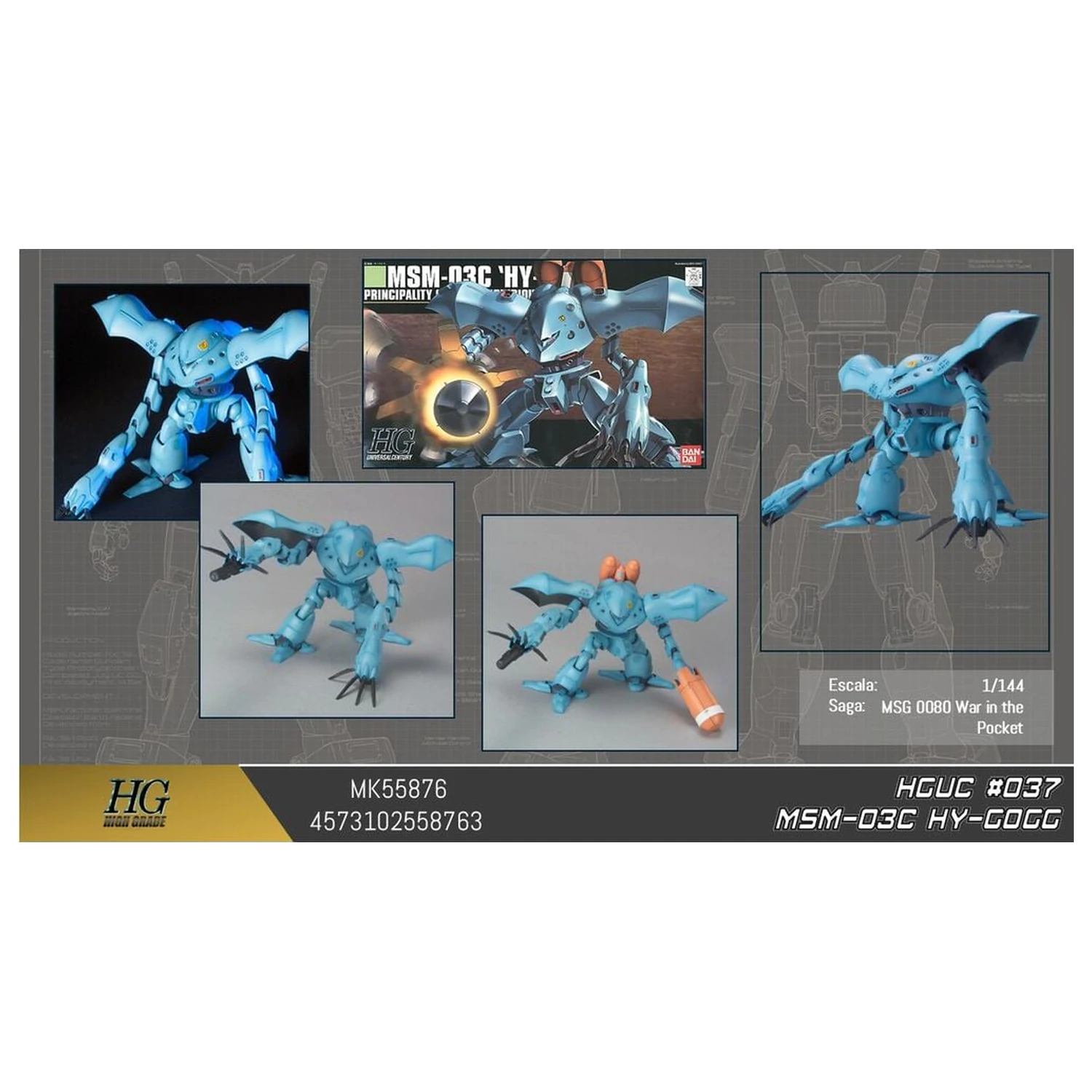 Gundam 0080 War in the Pocket MSM-03C Hi-Gogg Pokretno odijelo model komplet HGUC 1/144 fotografija proizvoda
