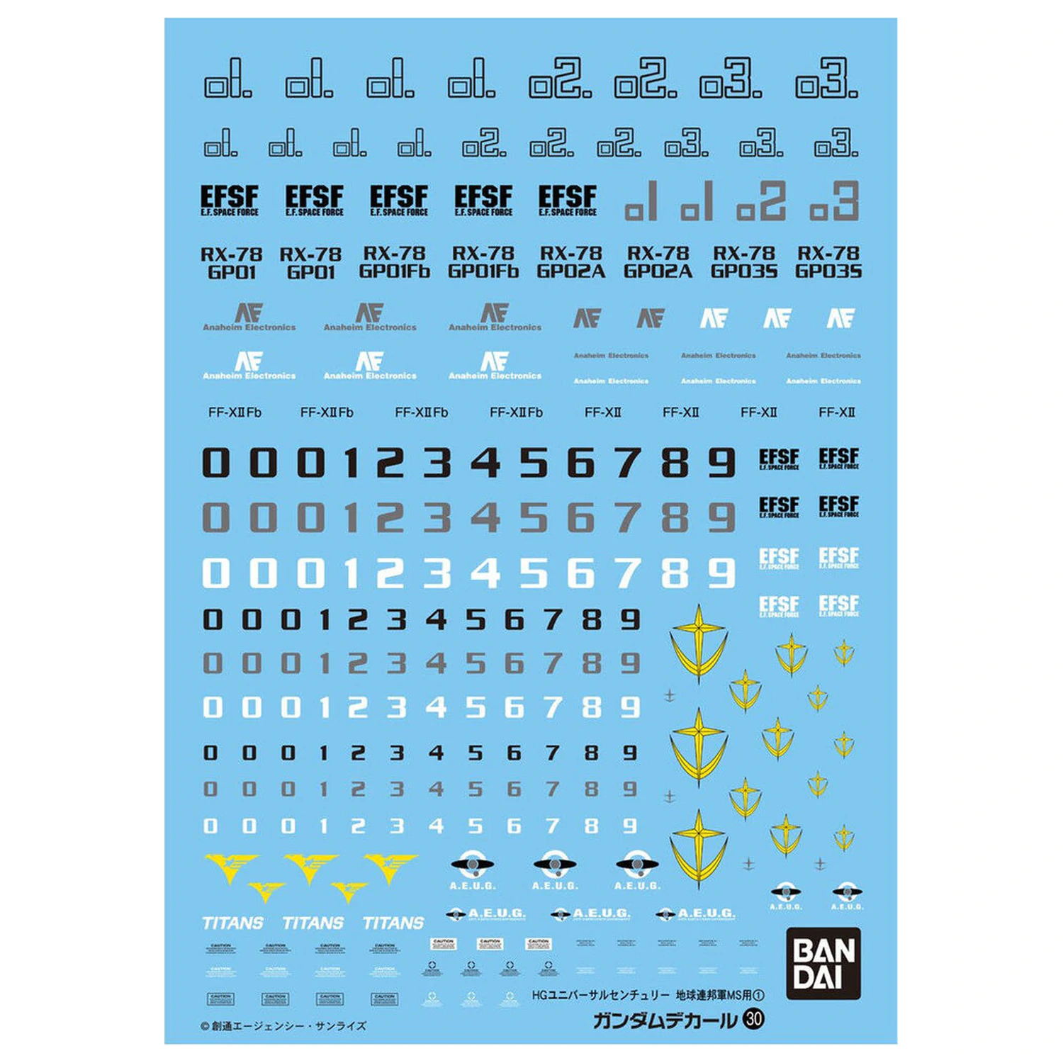 Naljepnice za vodeni tobogan Gundam Decal 30 HGUC Earth Federation 1 pakiranje pribora za model kit fotografija proizvoda