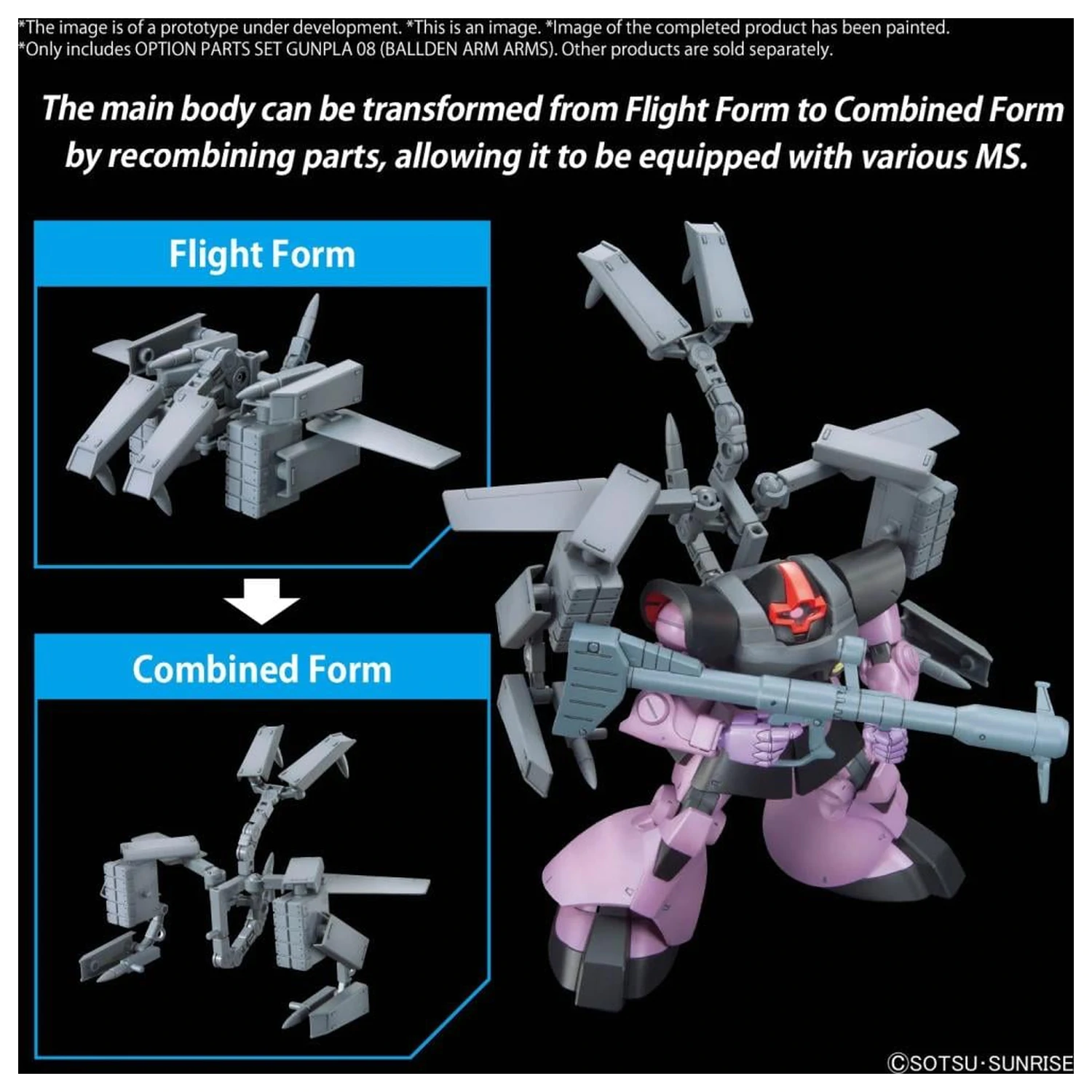 GUNDAM Opcijski dijelovi Set Gunpla 08 (Ballden Arm Arms) model komplet fotografija proizvoda