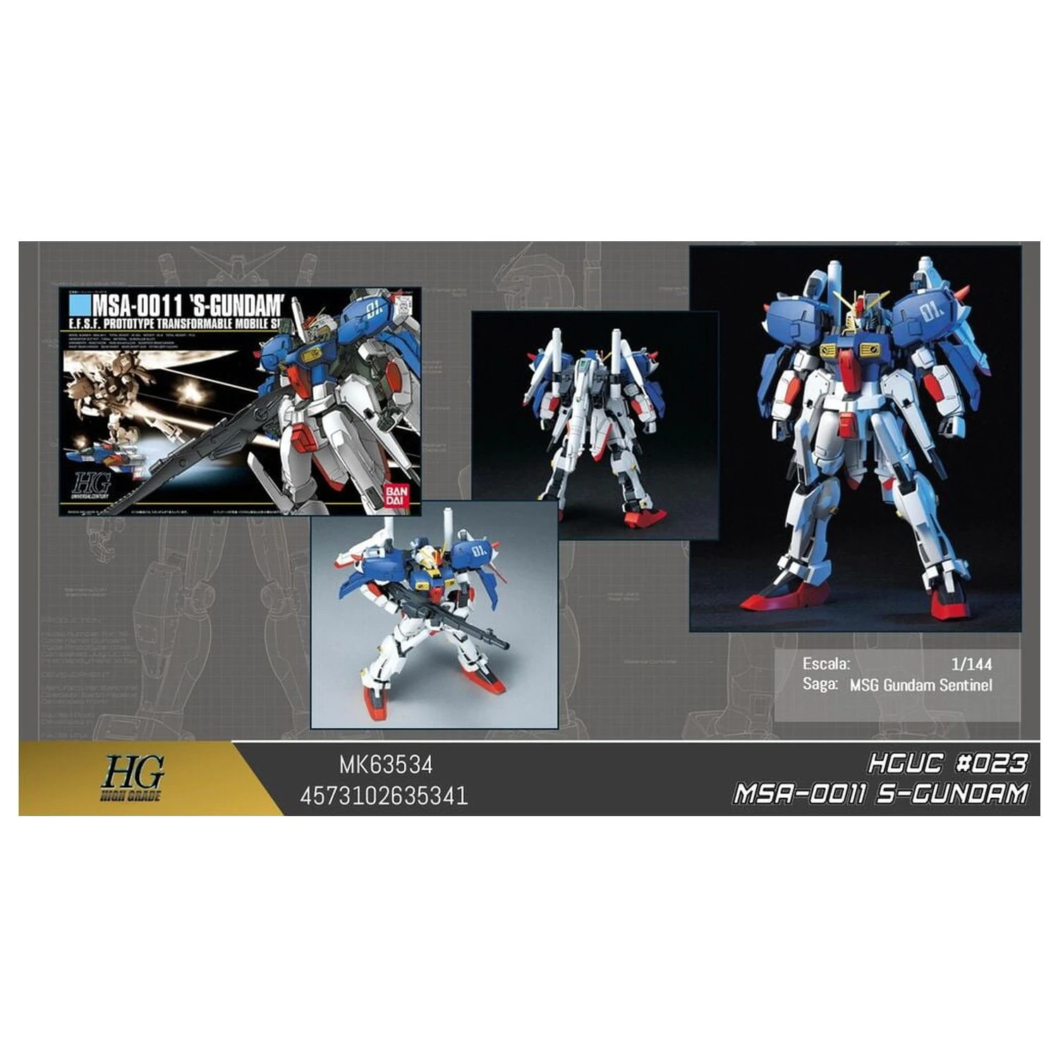 Gundam Sentinel MSA-0011 S Gundam Mobile Suit komplet modela HGUC 1/144 fotografija proizvoda