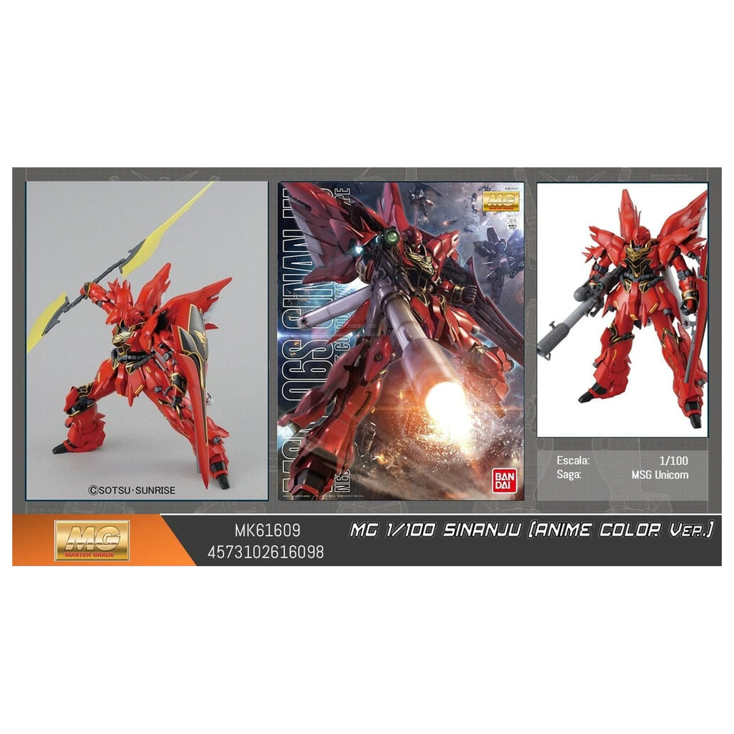 Gundam UC MSN-06S Sinanju Anime Color Ver. Mobile Suit Komplet modela MG 1/100 fotografija proizvoda
