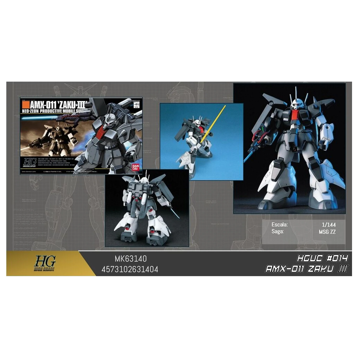Gundam ZZ AMX-011 Zaku III Mobile Suit komplet modela 1/144 fotografija proizvoda