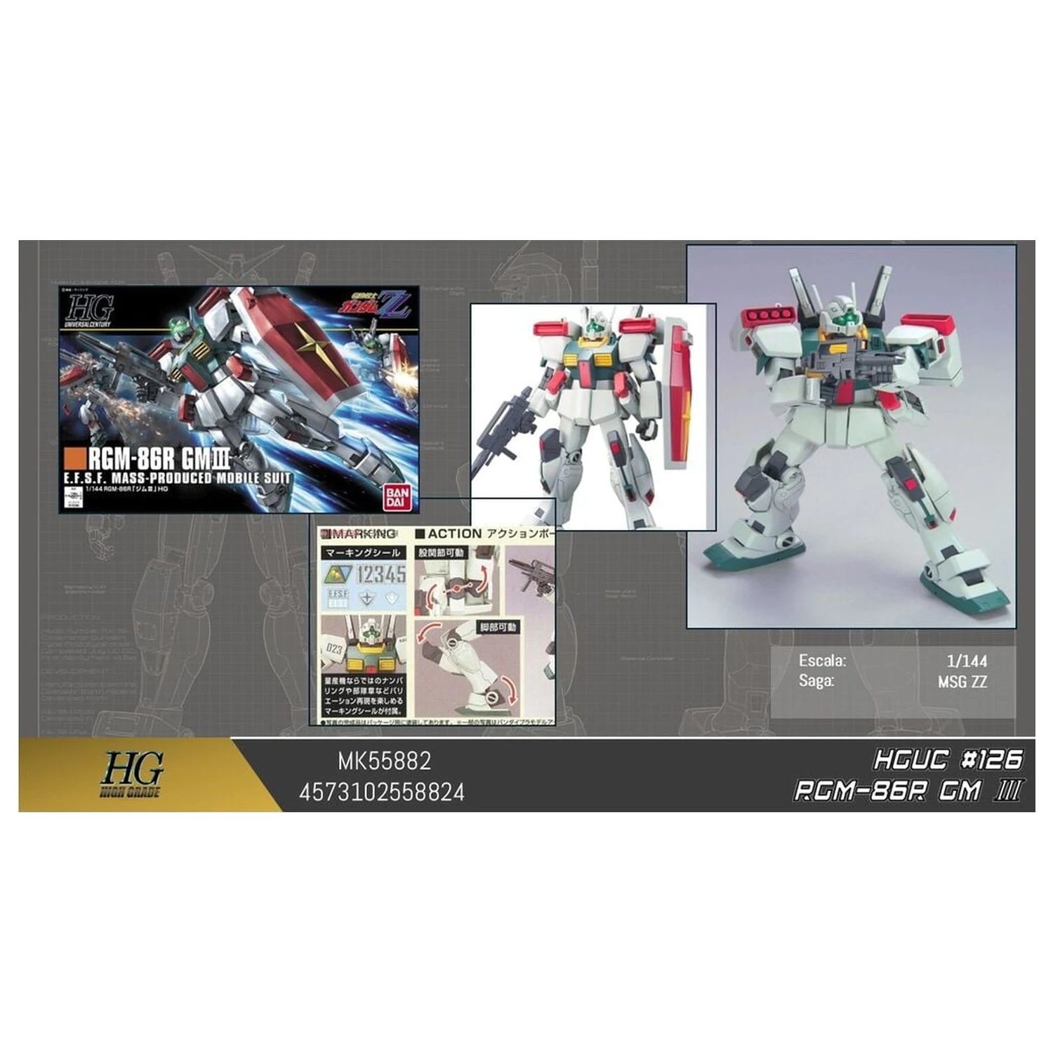 Gundam ZZ RGM-86R GM III Mobile Suit komplet modela HGUC 1/144 fotografija proizvoda