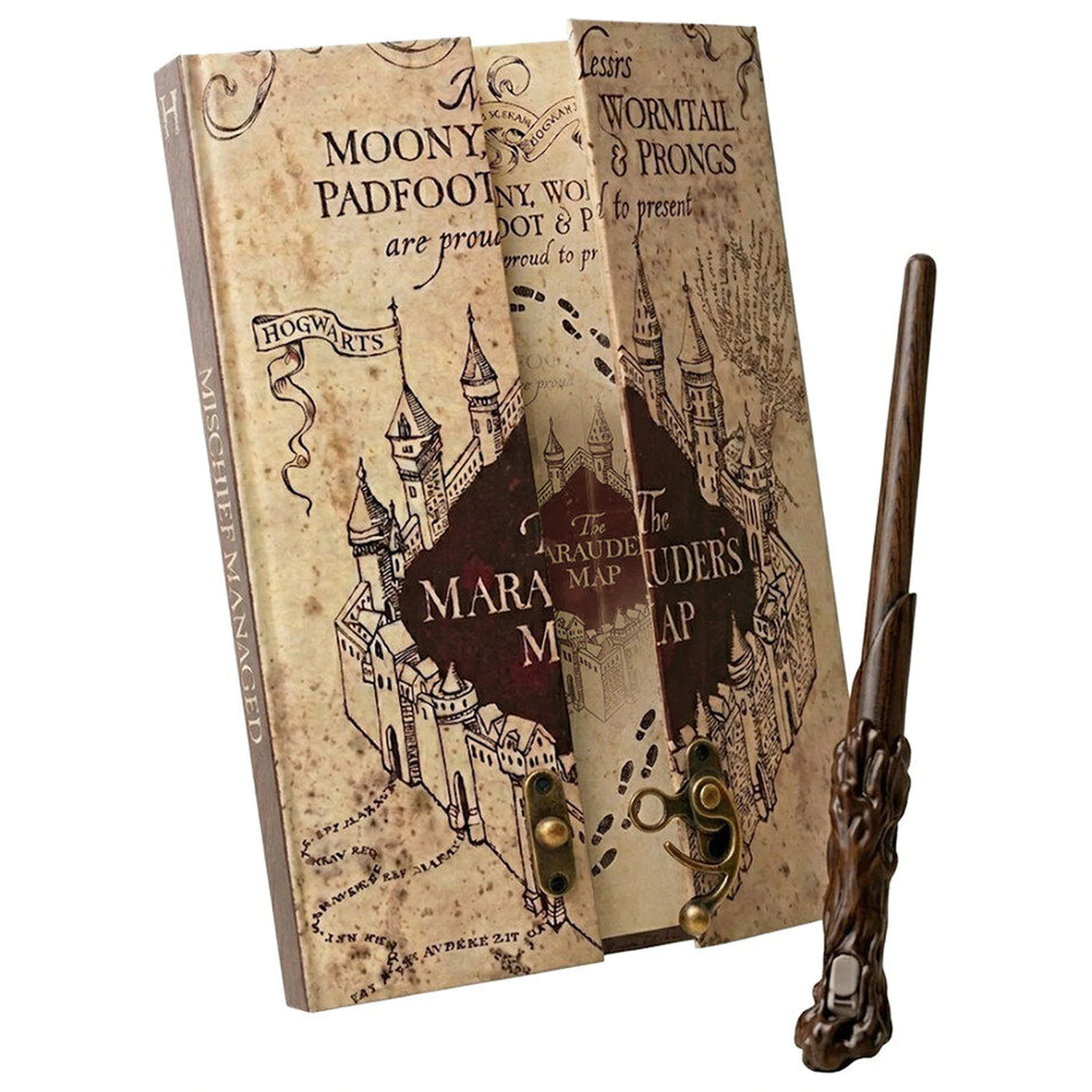 Harry Potter A5 bilježnica s tajnom kartom i čarobnim perom štapićem fotografija proizvoda