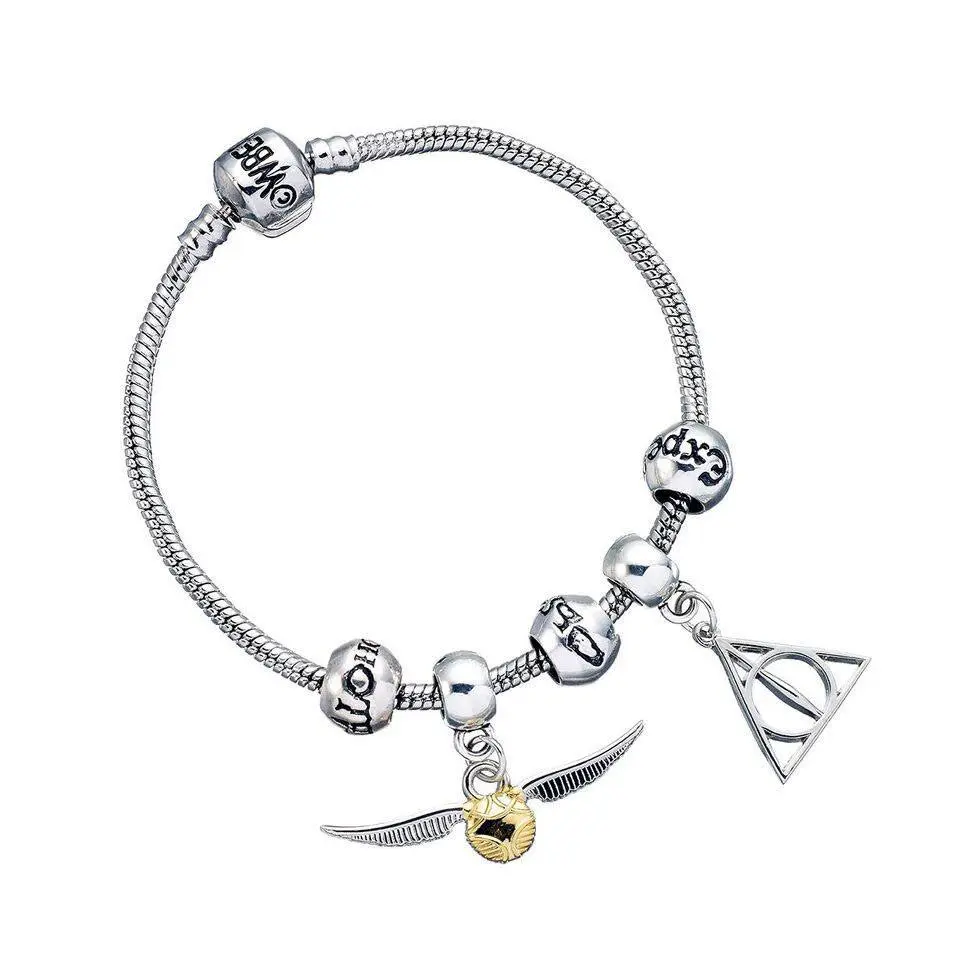 Harry Potter Bracelet Charm Set Deathly Hallows/Snitch/3 Spell perle (posrebrena) fotografija proizvoda