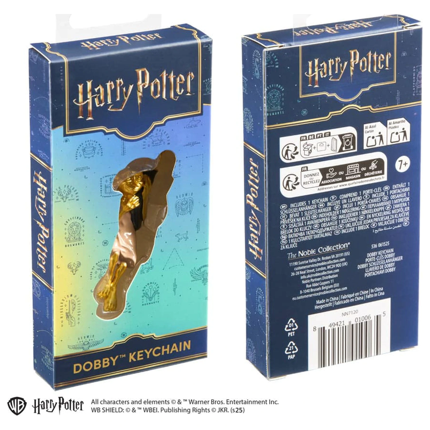 Harry Potter metalni privjesak za ključeve Dobby zlatne boje 11 cm fotografija proizvoda