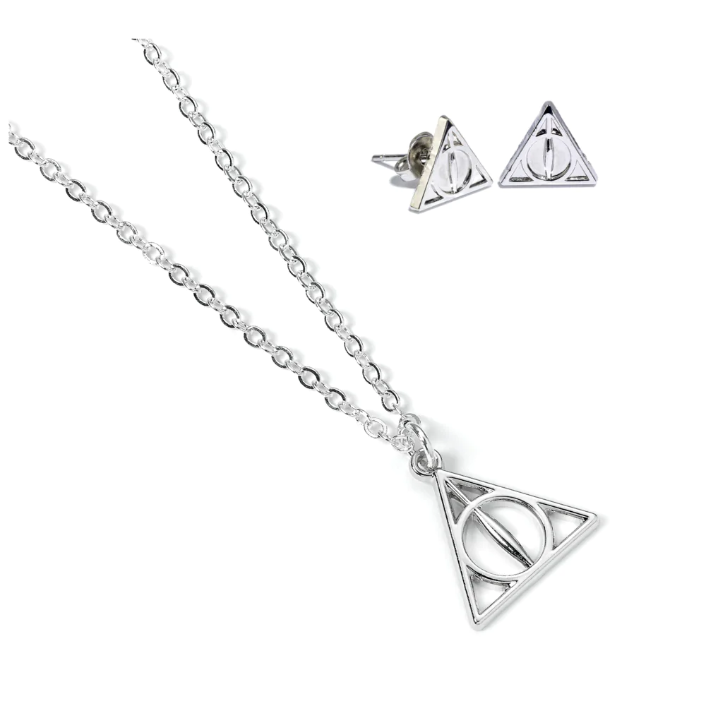 Harry Potter Deathly Hallows set ogrlice i naušnica fotografija proizvoda