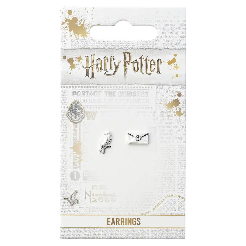 Harry Potter Hedwig and Letter posrebrene naušnice s iglom fotografija proizvoda