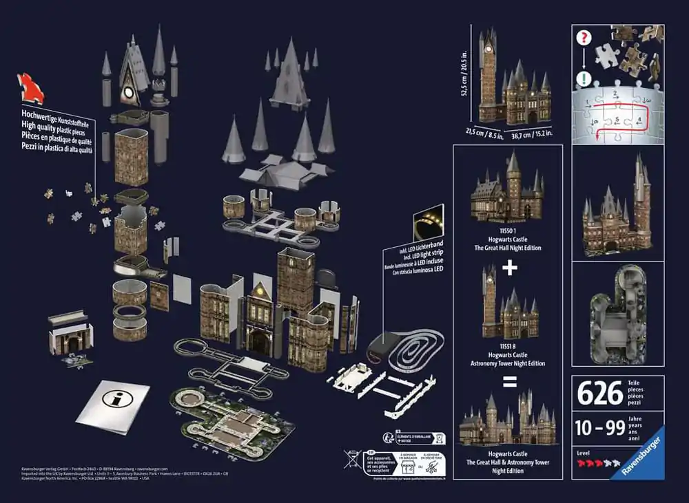 Harry Potter 3D Puzzle Hogwarts Castle: Astronomy Tower - Night Edition (540 dijelova) fotografija proizvoda