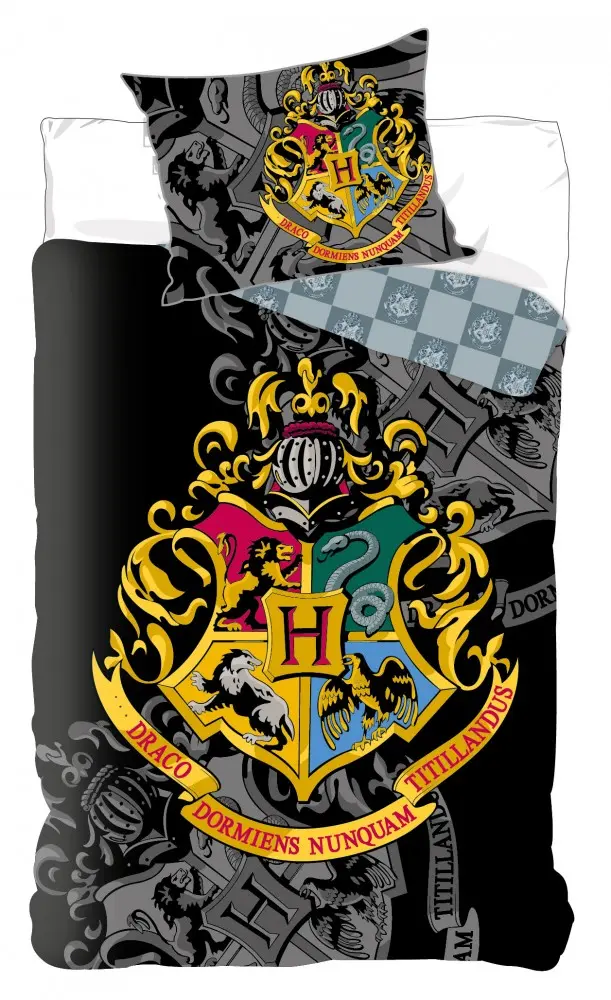 Harry Potter Hogwarts Houses Crna navlaka za poplun fotografija proizvoda