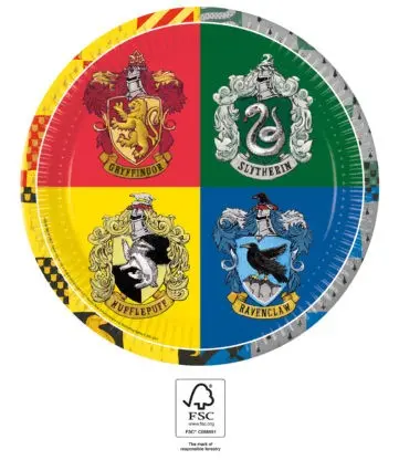 Harry Potter Hogwarts Houses papirnati tanjuri 8 kom 23 cm FSC fotografija proizvoda