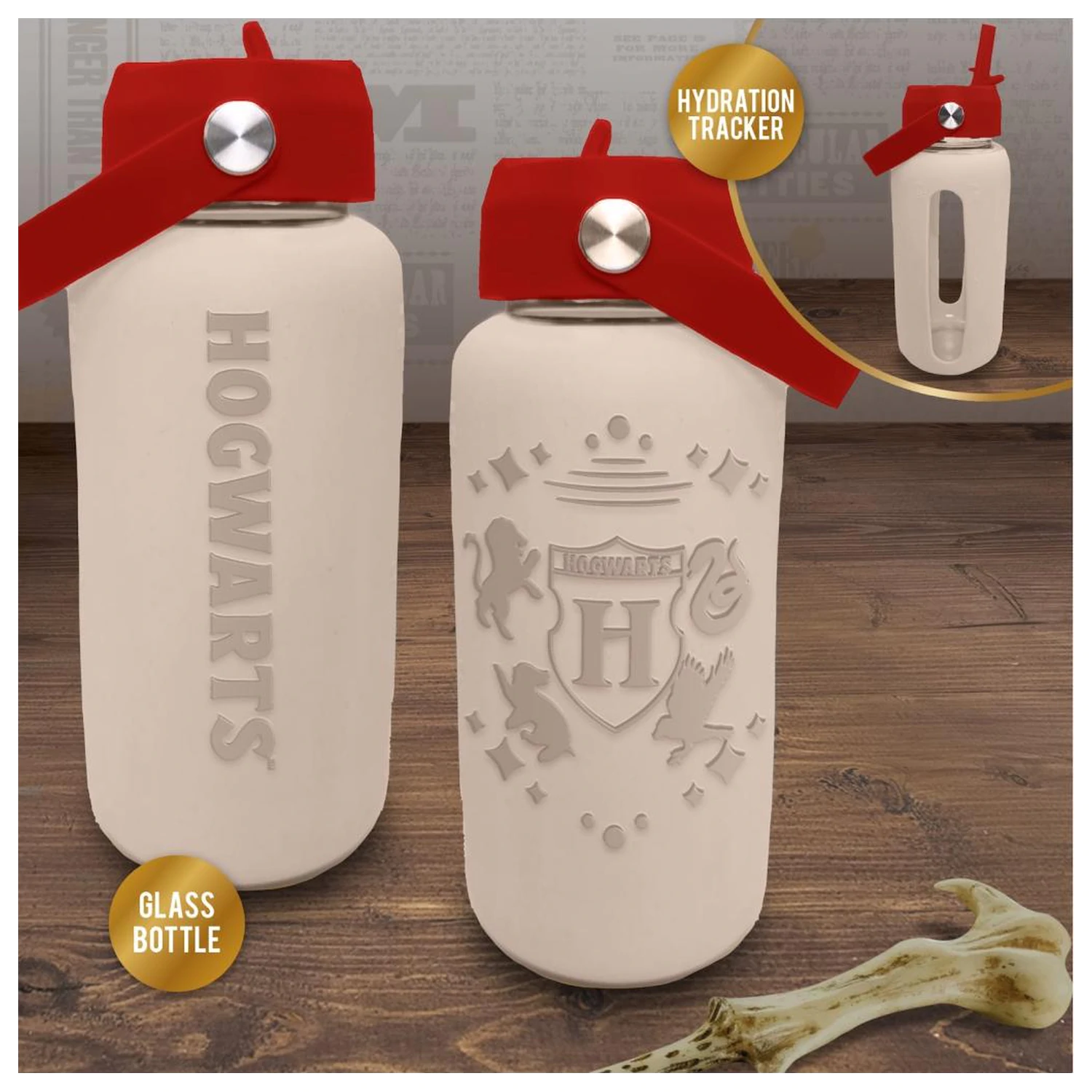 Harry Potter Hogwarts staklena boca za vodu sa silikonskom navlakom 800ml fotografija proizvoda