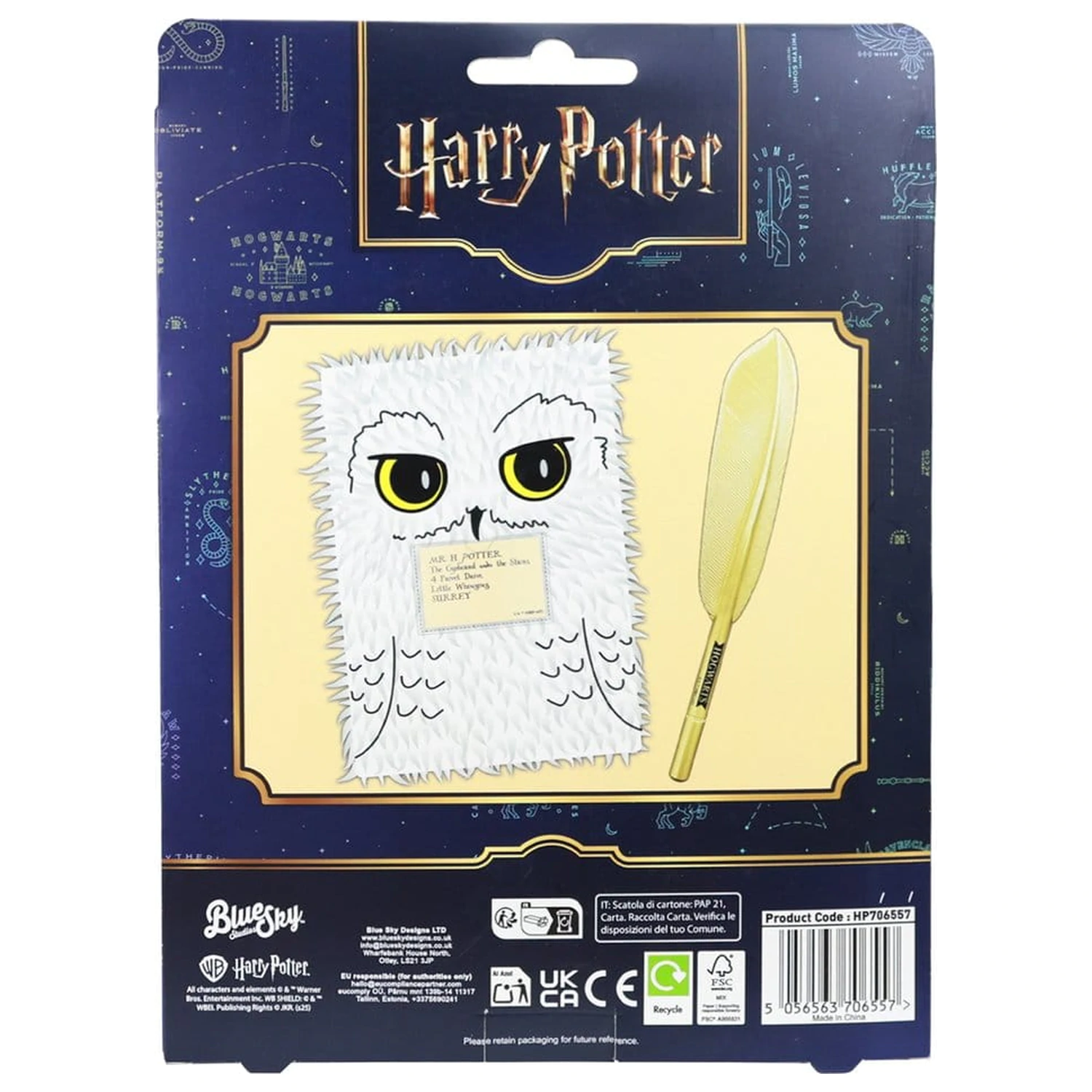 Harry Potter plišani set bilježnica s olovkom Hedwig Magical Locations fotografija proizvoda