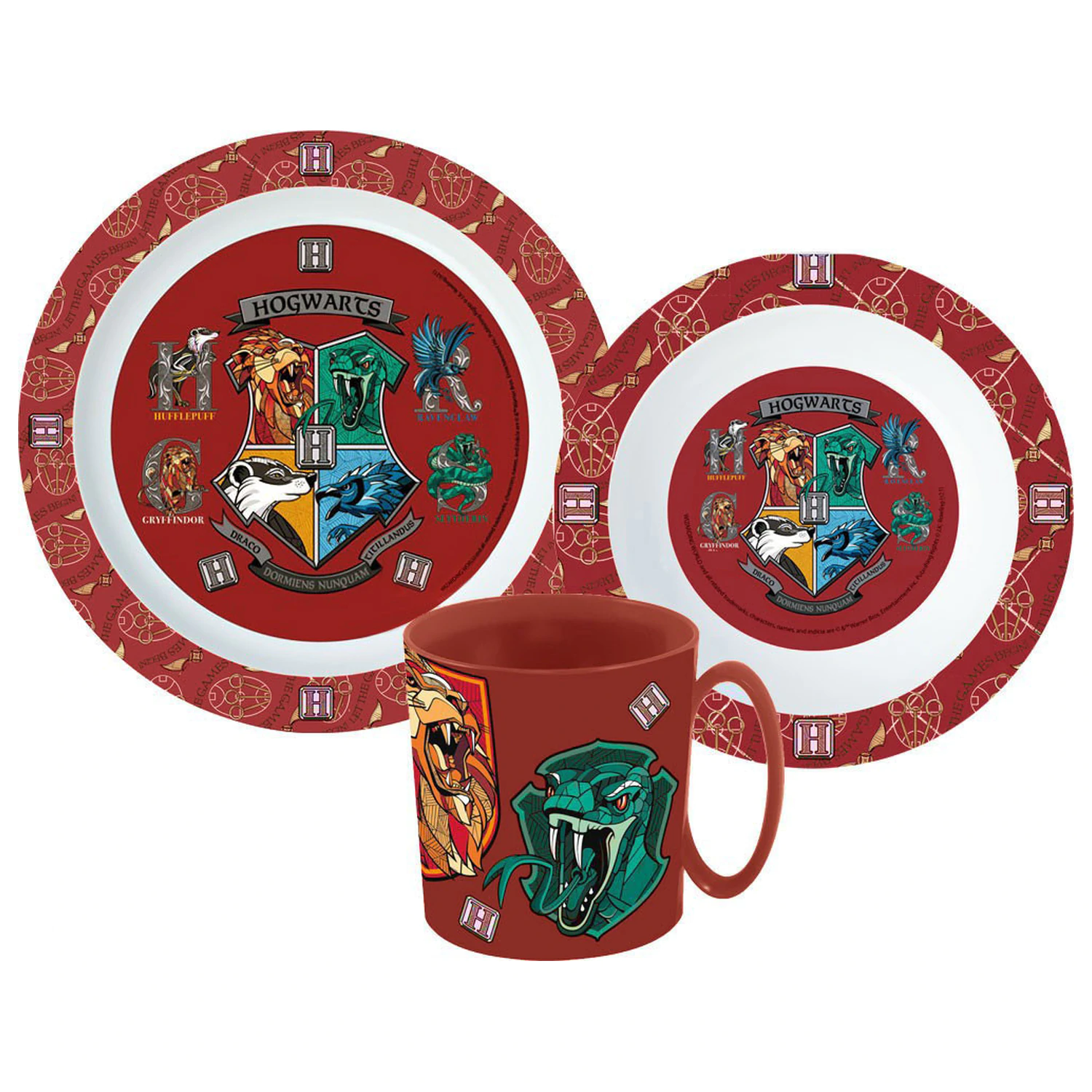 Harry Potter School Shields pribor za jelo, mikro plastični set s šalicom 350 ml fotografija proizvoda