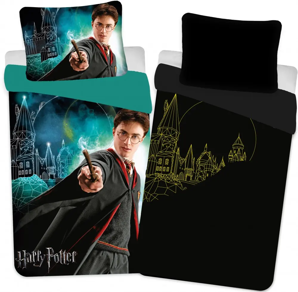 Harry Potter Glow in the Dark Navlaka za poplun Castle 140x200 cm, 70x90 cm fotografija proizvoda