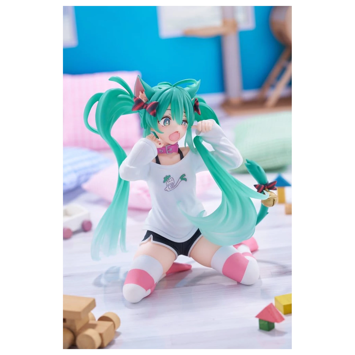 Hatsune Miku PVC Statua za stol slatka figura Hatsune Miku Cat Ear T-Shirt Ver. 13 cm fotografija proizvoda