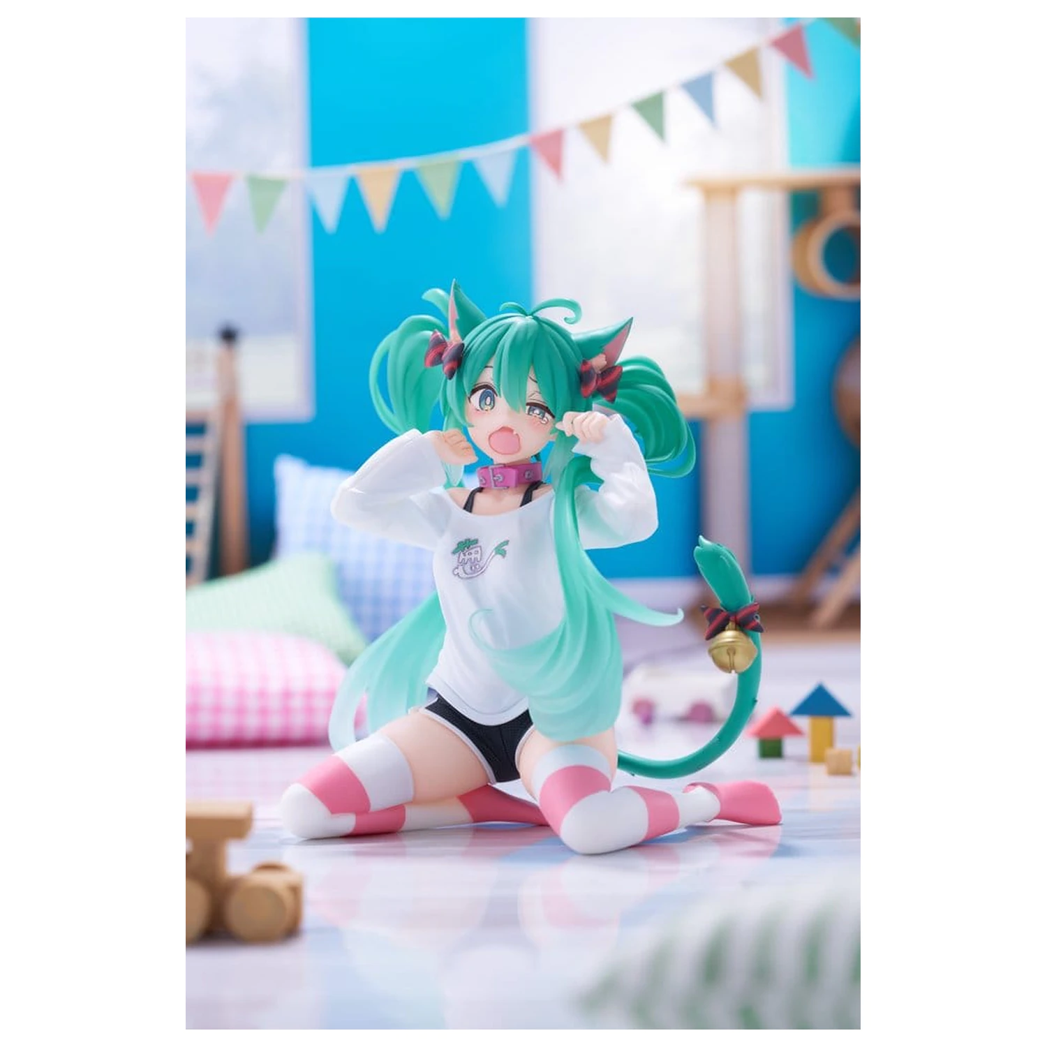 Hatsune Miku PVC Statua za stol slatka figura Hatsune Miku Cat Ear T-Shirt Ver. 13 cm fotografija proizvoda