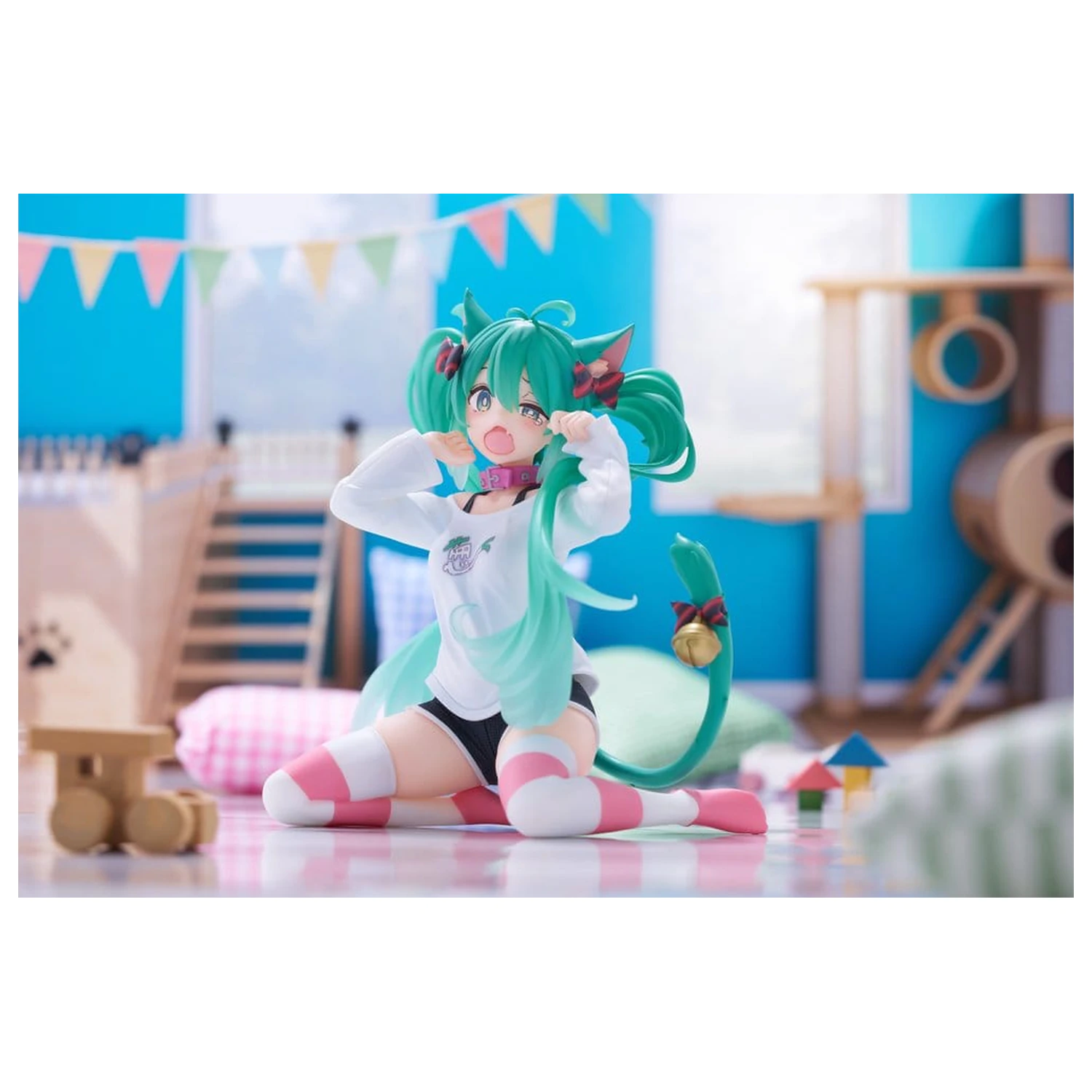 Hatsune Miku PVC Statua za stol slatka figura Hatsune Miku Cat Ear T-Shirt Ver. 13 cm fotografija proizvoda