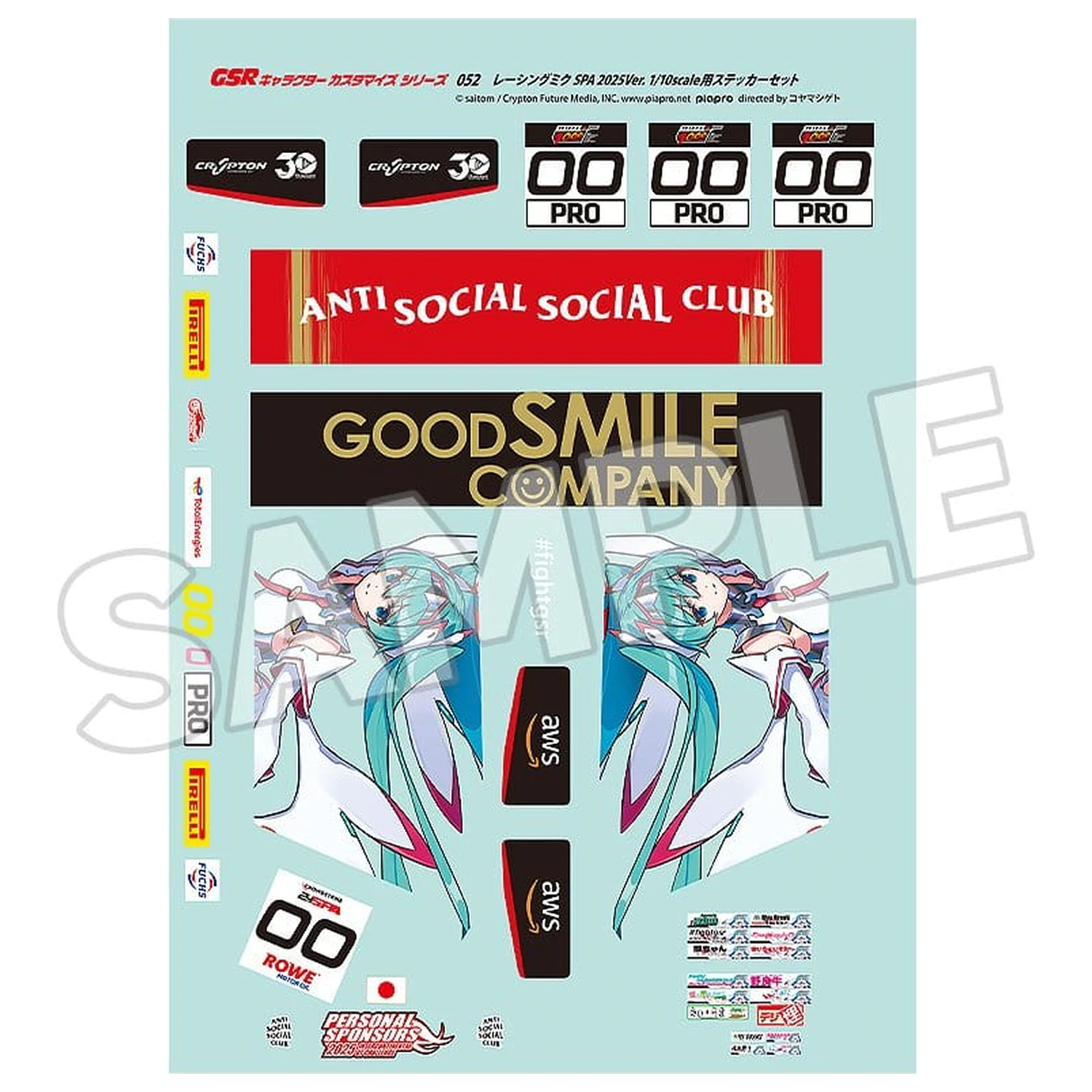 Hatsune Miku GSR serija za prilagođavanje karaktera 052 set naljepnica za GSR aute 1/10 Racing Miku SPA 2025 Ver. fotografija proizvoda