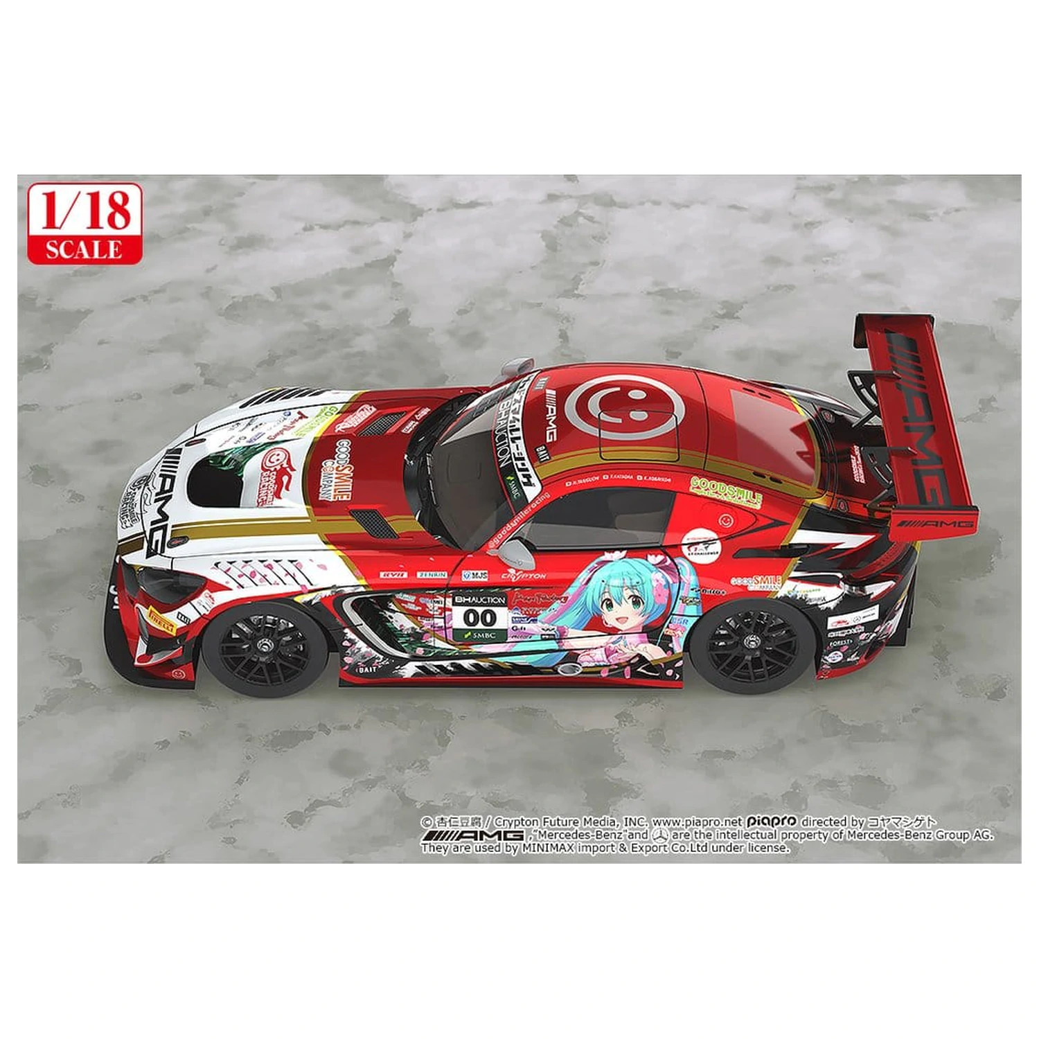 Hatsune Miku GT Project Vozilo 1/18 Mercedes-AMG Team GOOD SMILE 2019 SUZUKA 10HOURS Ver. 26 cm fotografija proizvoda