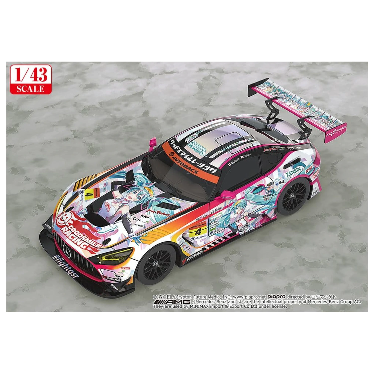 Hatsune Miku GT Project Vozilo 1/43 Good Smile Hatsune Miku AMG 2021 SUPER GT 100. Race Commemorative Ver. 11 cm fotografija proizvoda
