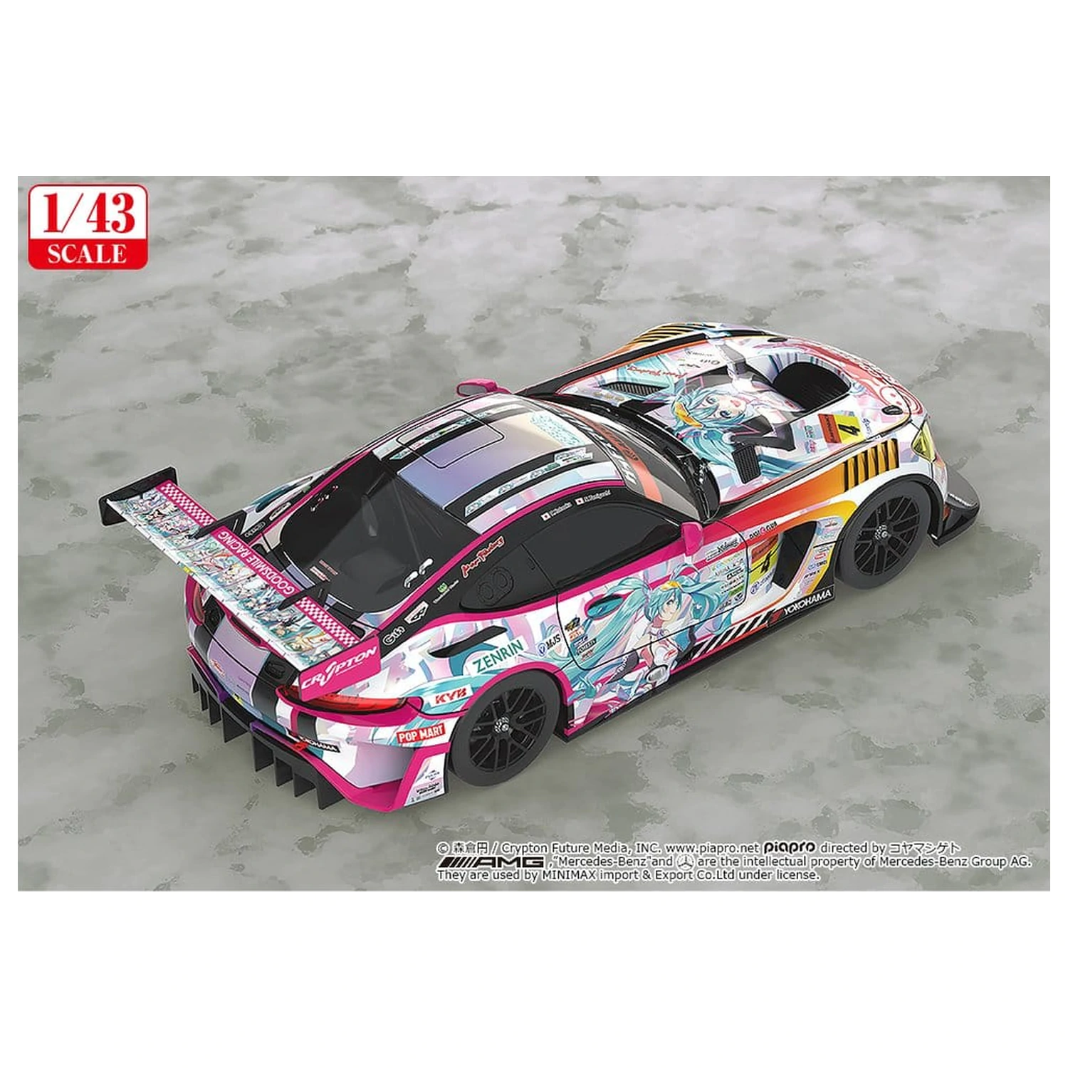 Hatsune Miku GT Project Vozilo 1/43 Good Smile Hatsune Miku AMG 2021 SUPER GT 100. Race Commemorative Ver. 11 cm fotografija proizvoda