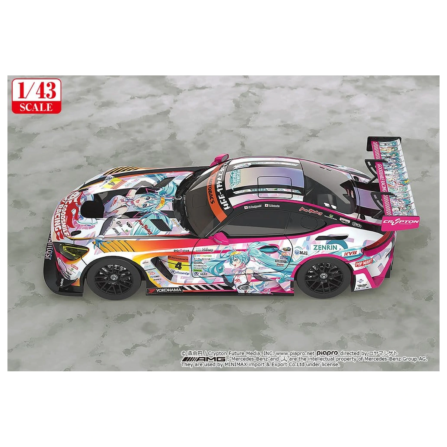 Hatsune Miku GT Project Vozilo 1/43 Good Smile Hatsune Miku AMG 2021 SUPER GT 100. Race Commemorative Ver. 11 cm fotografija proizvoda