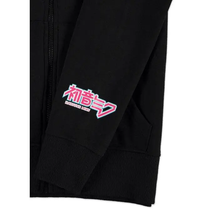 Hatsune Miku majica s kapuljačom na patentni zatvarač crna fotografija proizvoda