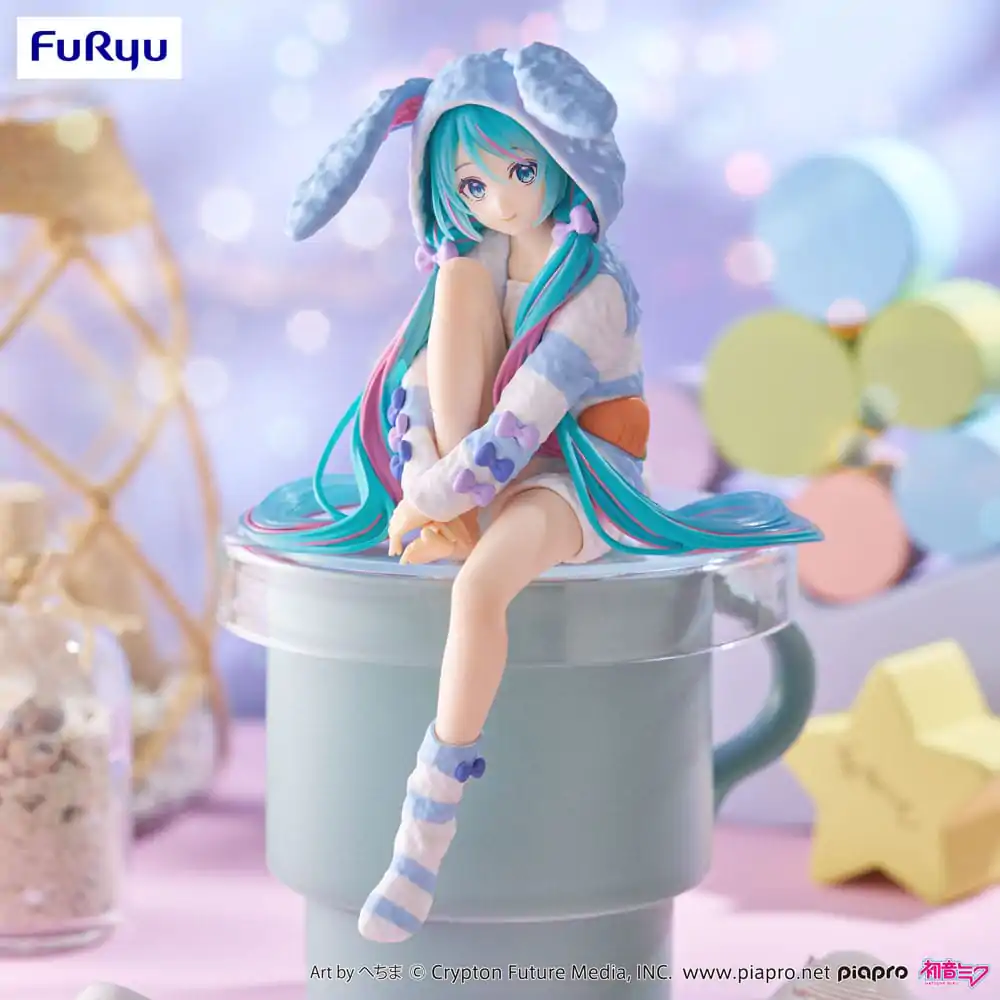 Hatsune Miku Noodle Stopper PVC Kip Hatsune Miku Rabbit Ear Hood Pajama Blue Color Ver. 14 cm fotografija proizvoda