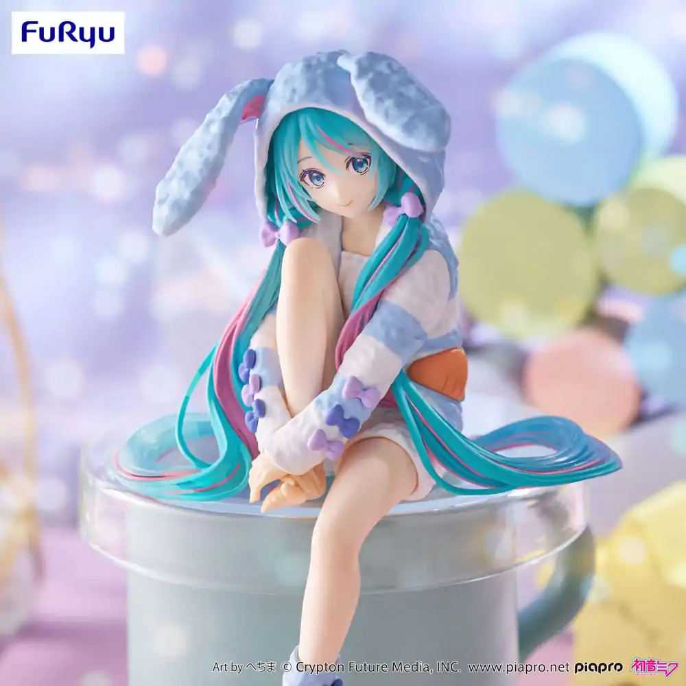 Hatsune Miku Noodle Stopper PVC Kip Hatsune Miku Rabbit Ear Hood Pajama Blue Color Ver. 14 cm fotografija proizvoda