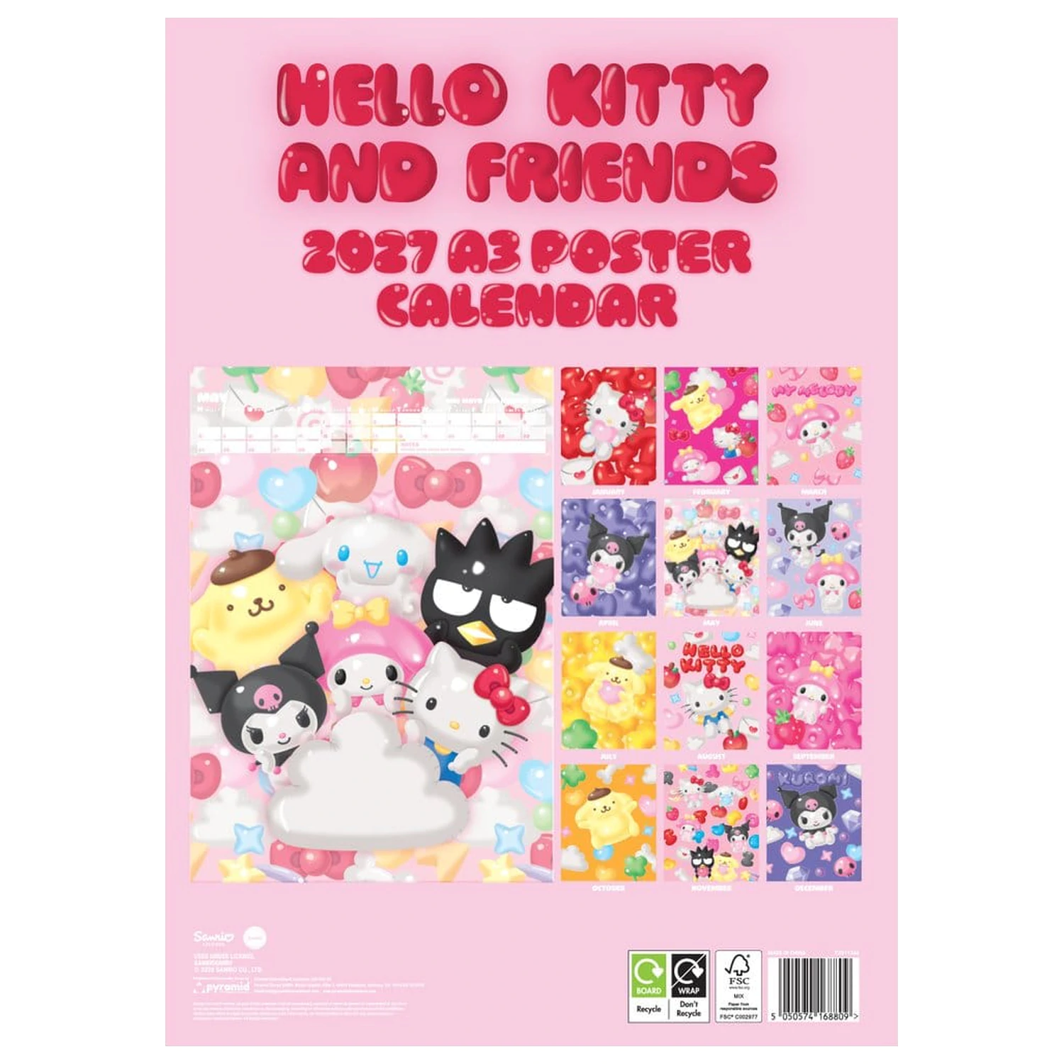 Hello Kitty kalendar A3 poster 2027 fotografija proizvoda