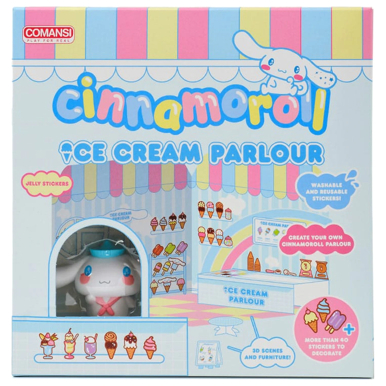 Hello Kitty and Friends Mini figure Sticker House Cinnamoroll Ice Cream Parlour fotografija proizvoda