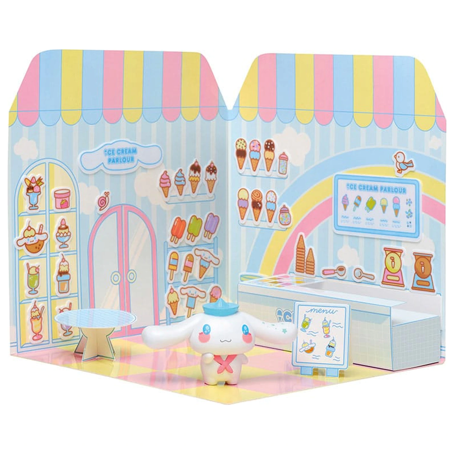 Hello Kitty and Friends Mini figure Sticker House Cinnamoroll Ice Cream Parlour fotografija proizvoda