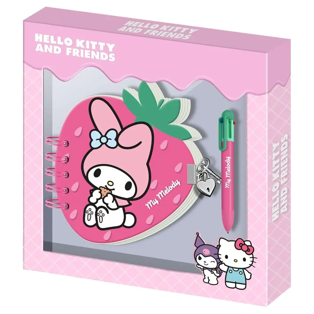 Hello Kitty and Friends My Melody Strawberry Dnevnik i kemijska olovka fotografija proizvoda