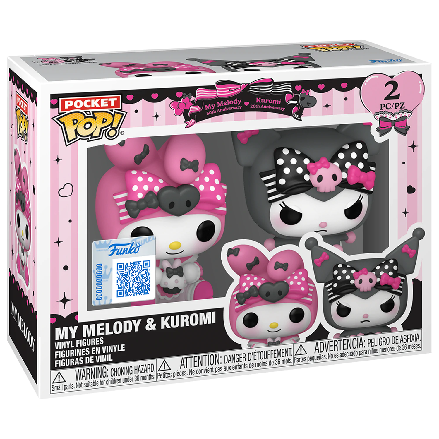 Hello Kitty Funko Pocket POP! Vinilne figure 2-paket My Melody & Kuromi 4 cm fotografija proizvoda