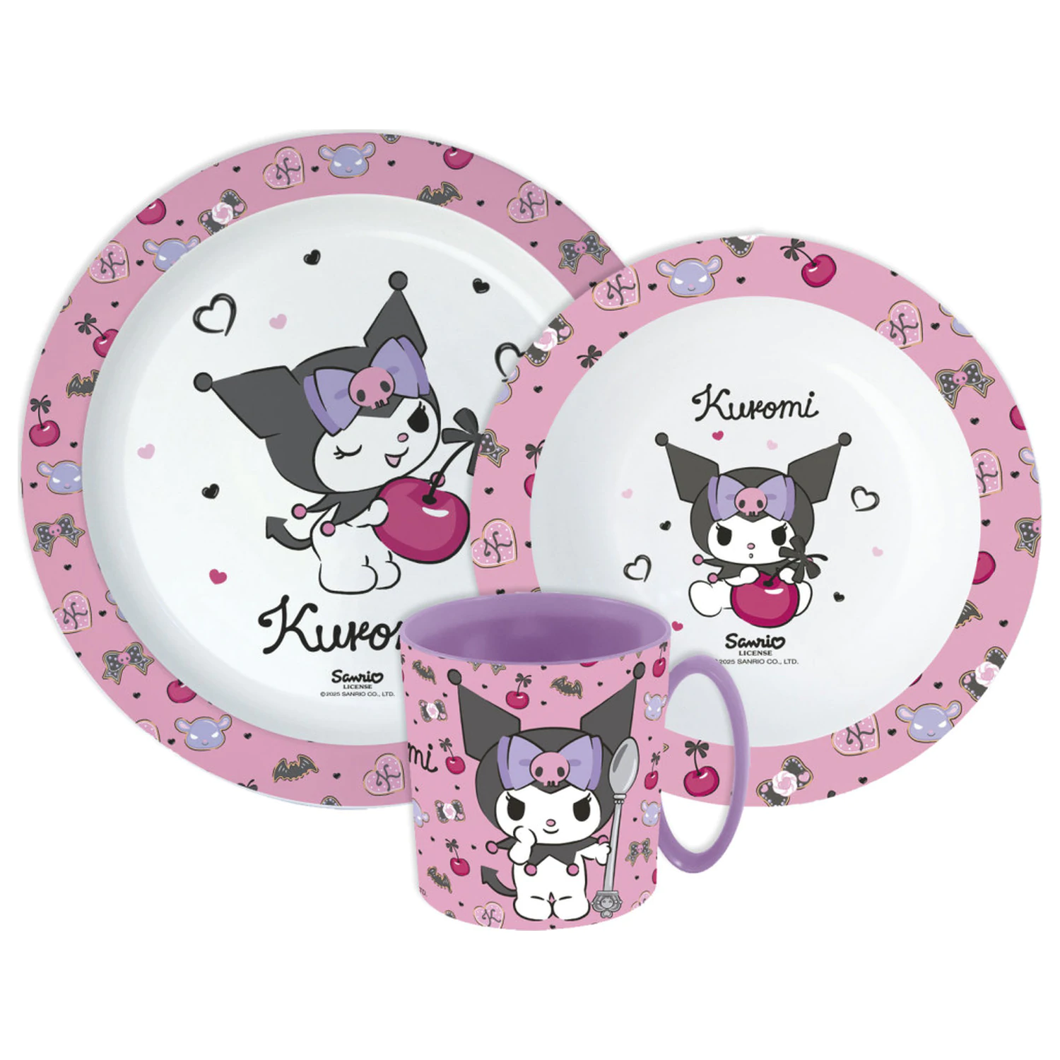 Hello Kitty i Kuromi set posuđa za jelo, mikroplastični set s šalicom fotografija proizvoda