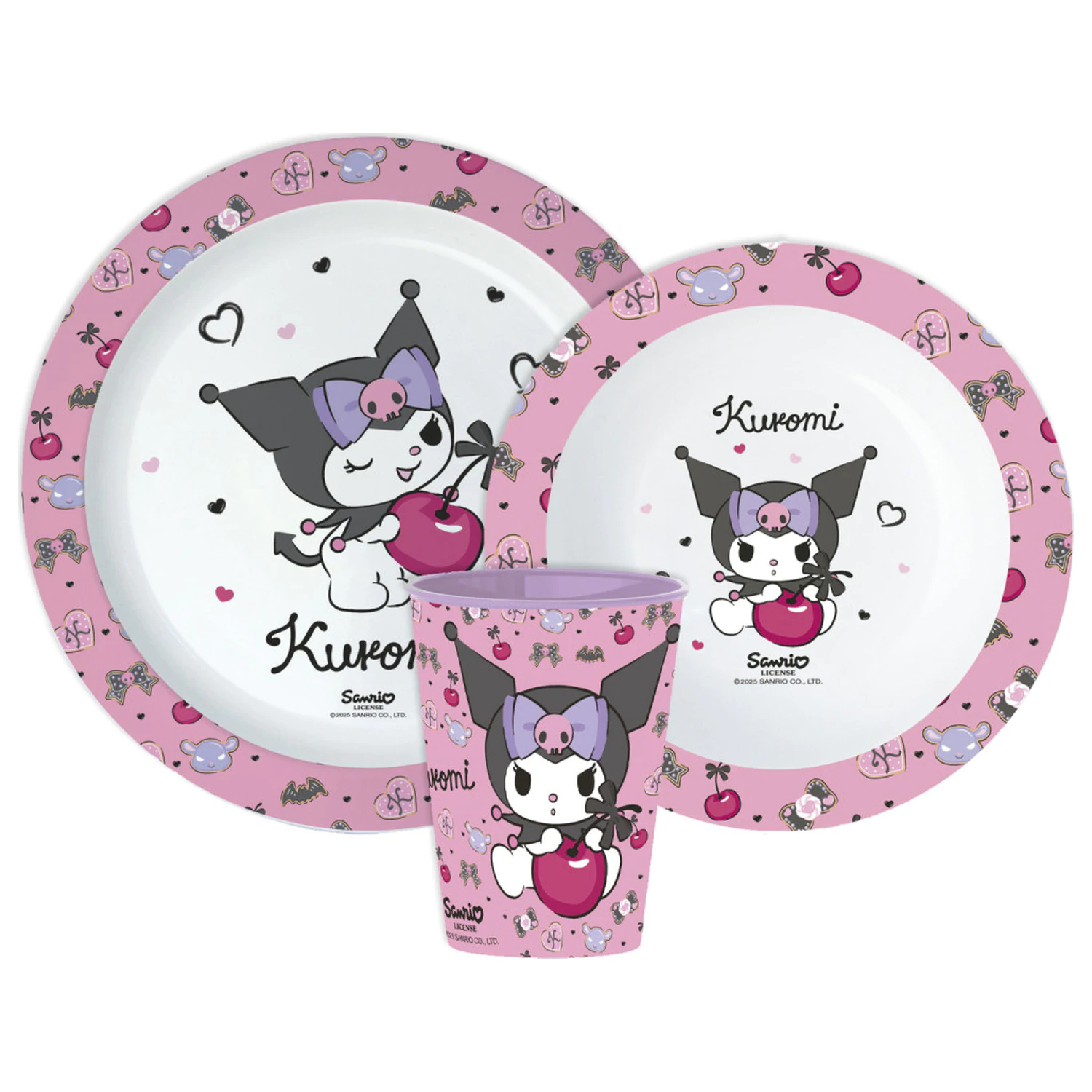 Hello Kitty Kuromi Set posuđa za jelo, mikro plastični Set, sa 260 ml čašom fotografija proizvoda