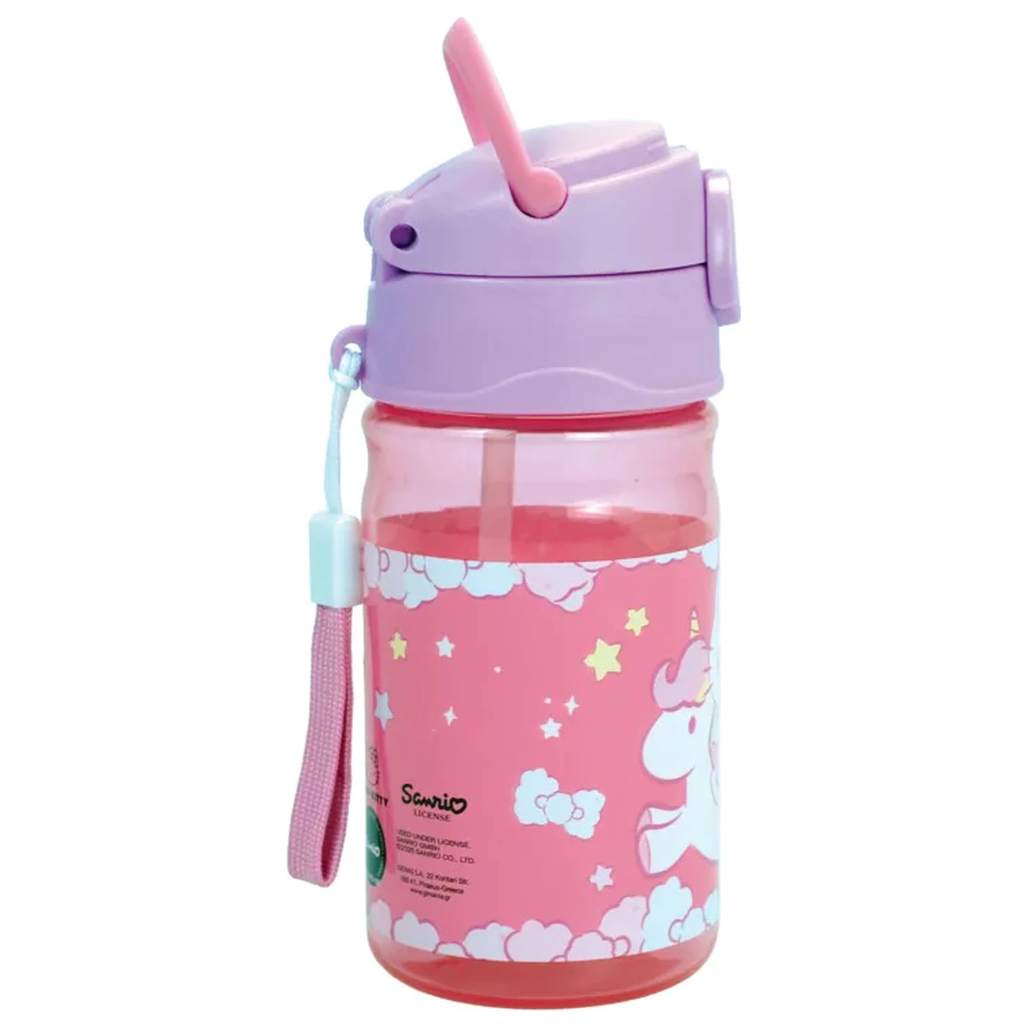 Hello Kitty Unicorn Plastična boca za piće sa slamkom i vezicom 350 ml fotografija proizvoda