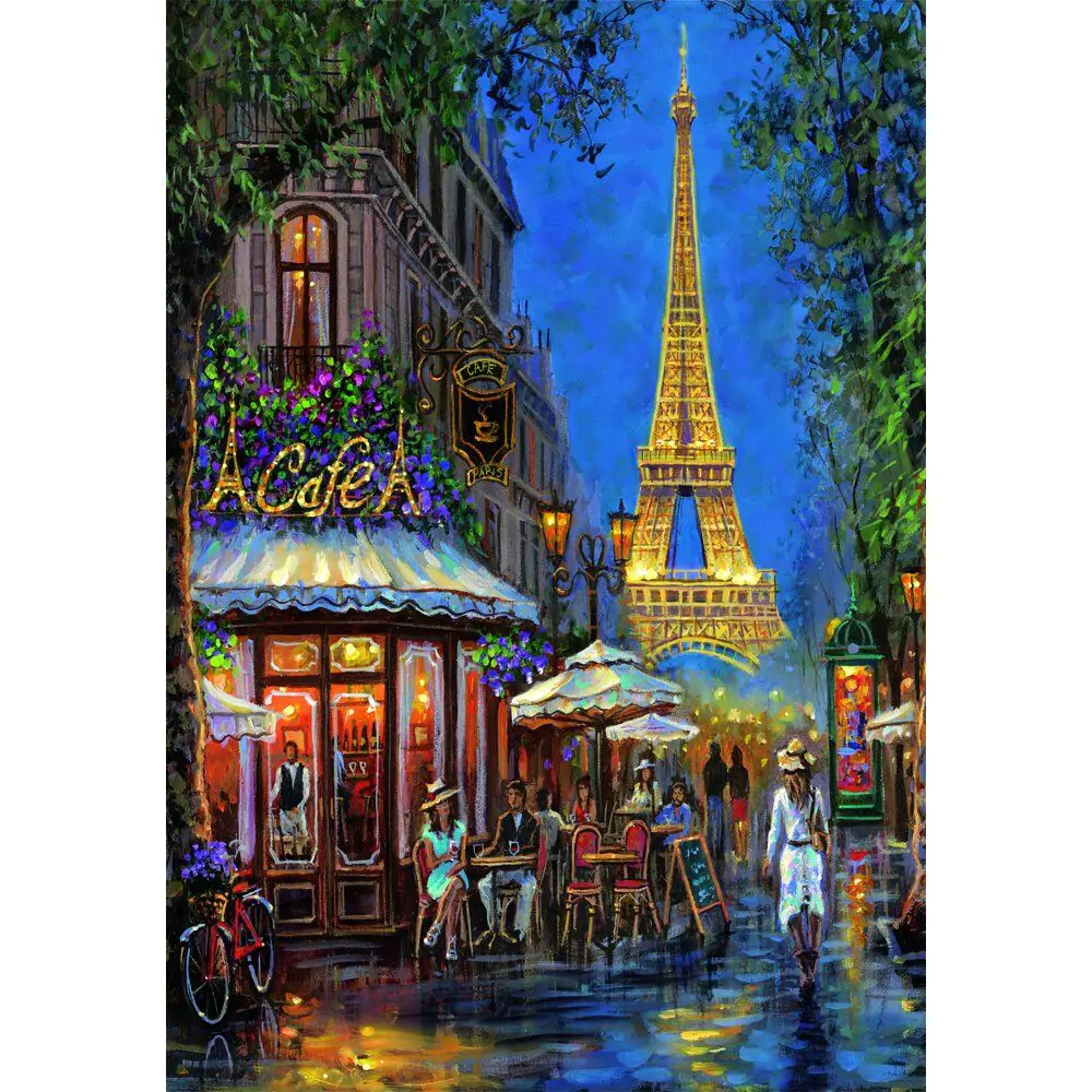 Visokokvalitetna noć u Eiffel Cafe puzzle 500 kom fotografija proizvoda