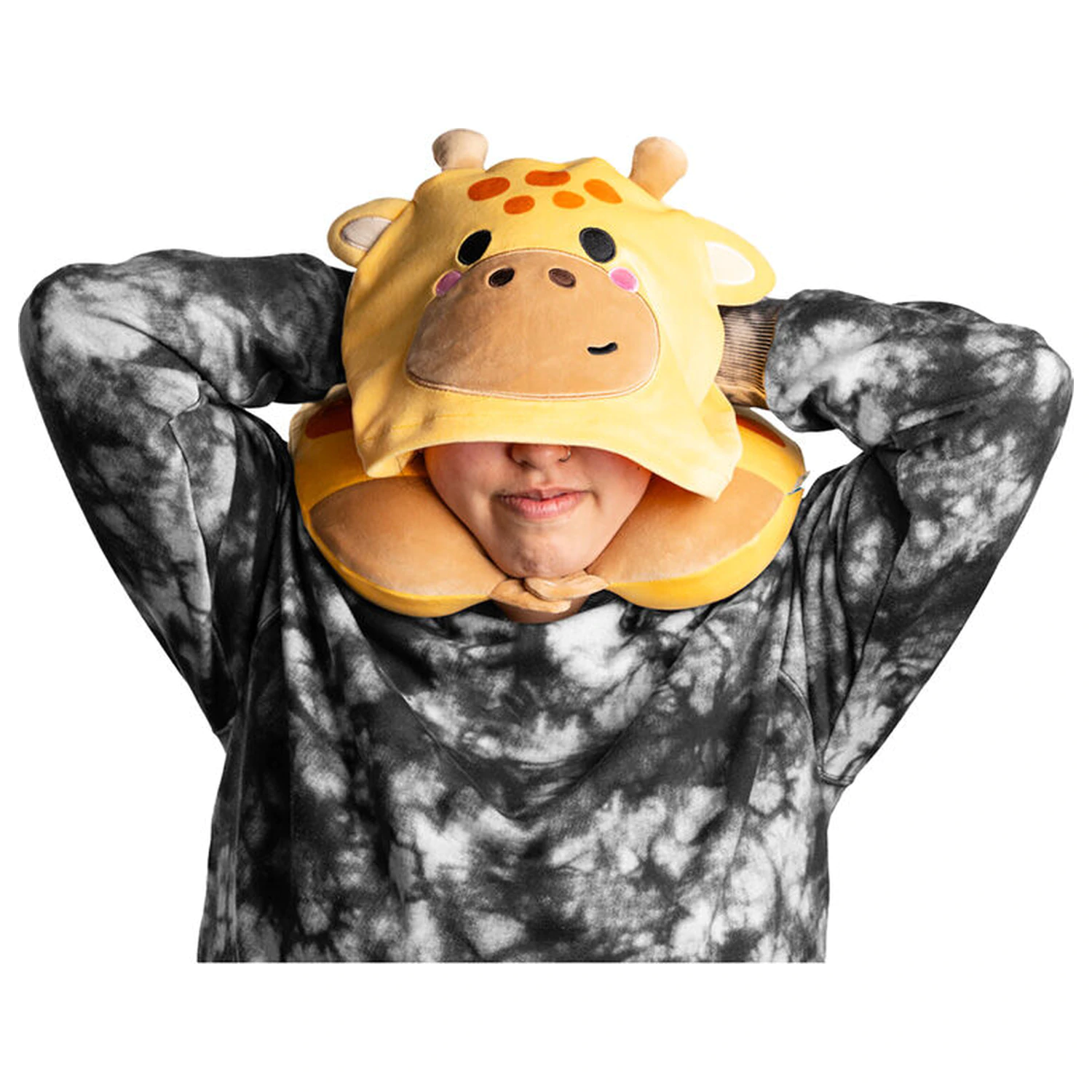 Hoodeazzz Raffi The Giraffe putni jastuk s kapuljačom fotografija proizvoda
