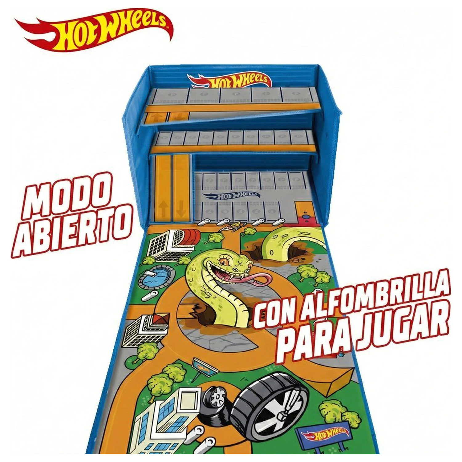 Hot Wheels kutija za organiziranje automobila s stazom i prostorom za igru fotografija proizvoda