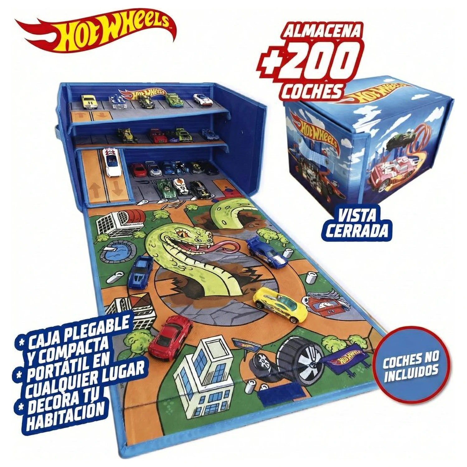 Hot Wheels kutija za organiziranje automobila s stazom i prostorom za igru fotografija proizvoda