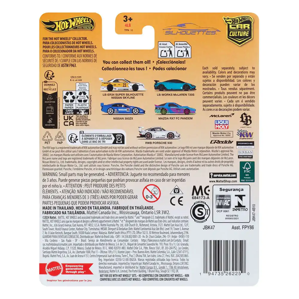 Hot Wheels Premium Car Culture Silhouettes Lijevano Vozilo 1/64 LB-Works McLaren 720S fotografija proizvoda
