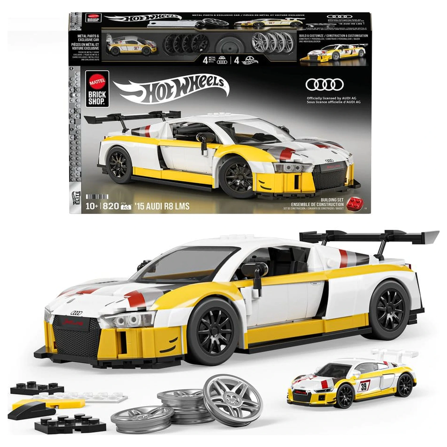 Hot Wheels Elite Mattel Brick Shop građevinski set 1/16 '15 Audi R8 LMS fotografija proizvoda